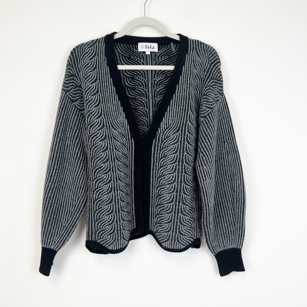 &‎ Isla Ballon Sleeve Cashmere & Wool Cardigan Sweater Size Small